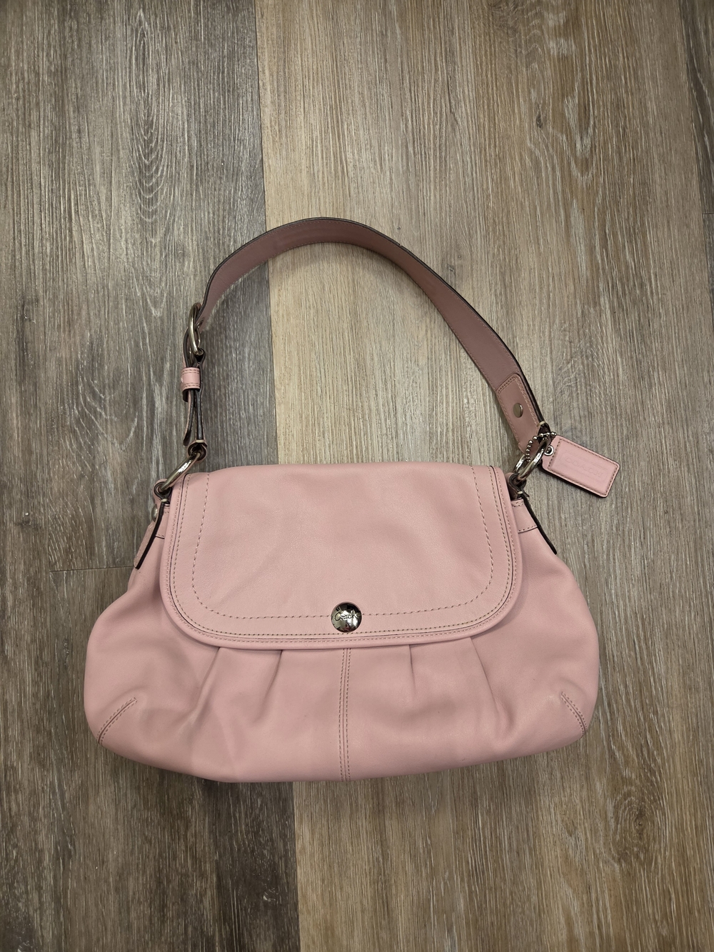 Coach Soho Hobo Pleated Shoulder Bag in Pastel Pink Leather (F13729)